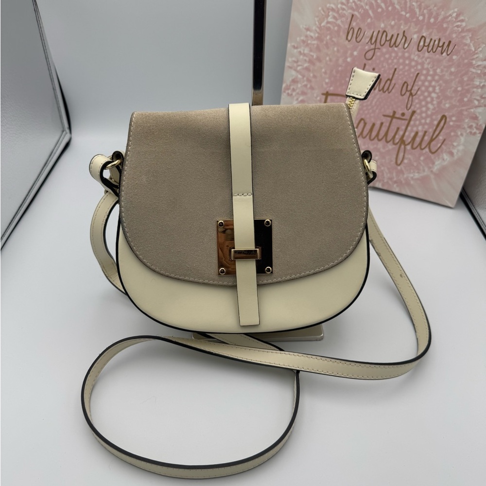 Handmade Italian Leather Crossbody Bag: Cream Tote Purse